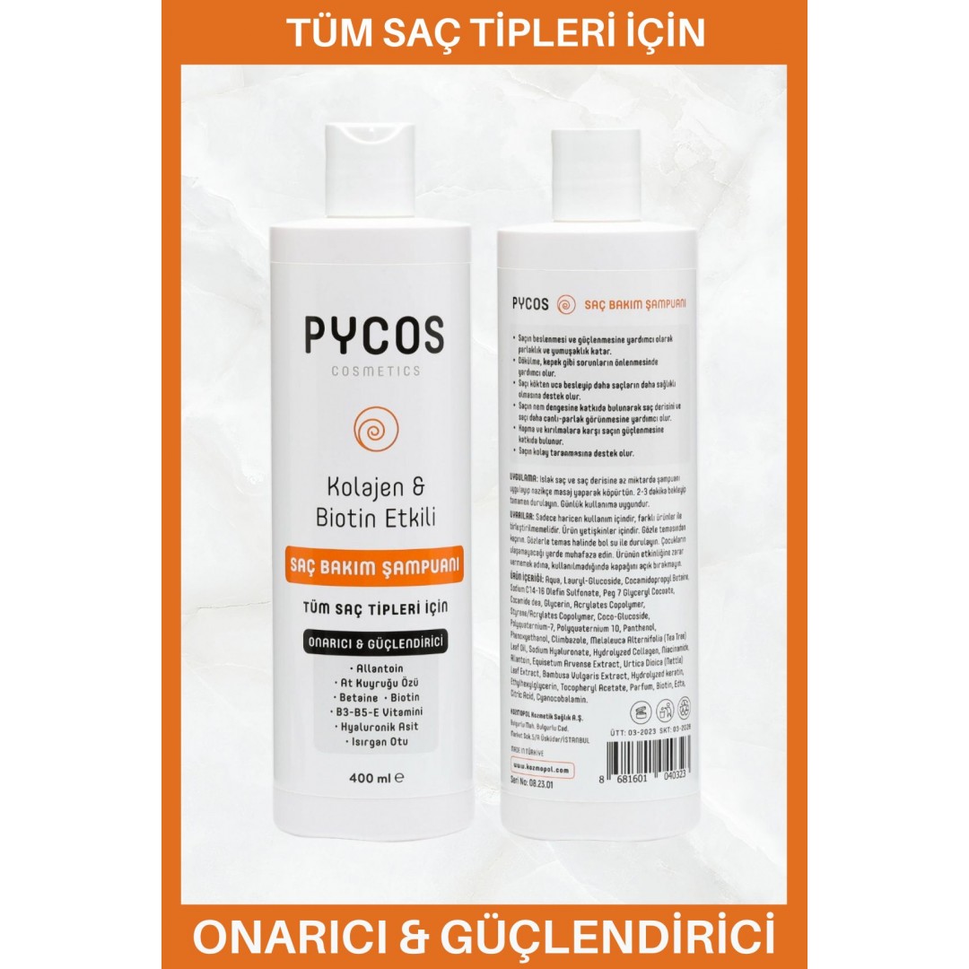 PYCOS Saç Dökülme Karşıtı, Hızlı Saç Uzatan Bakım Şampuanı 400ml -sülfat-tuz Içermez