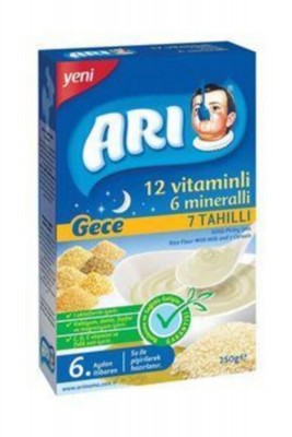 Arı Mama 12 Vitaminli 6 Mineralli Sütlü 7 Tahıllı Pirinçli Gece 250 gr Arı Mama 12 Vitaminli 6 Mineralli Sütlü 7 Tahıllı Pirinçli Gece 250 gr