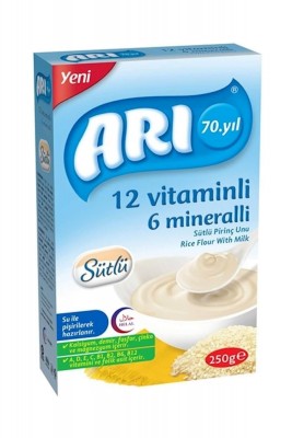 Arı Mama 12 Vitaminli 6 Mineralli Sütlü Pirinçli Kaşık Maması 250 gr Arı Mama 12 Vitaminli 6 Mineralli Sütlü Pirinçli Kaşık Maması 250 gr