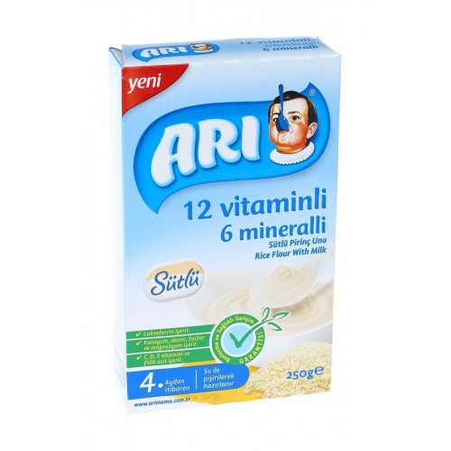 Arı Mama 12 Vitaminli 6 Mineralli Sütlü Pirinçli Kaşık Maması 250 gr Arı Mama 12 Vitaminli 6 Mineralli Sütlü Pirinçli Kaşık Maması 250 gr