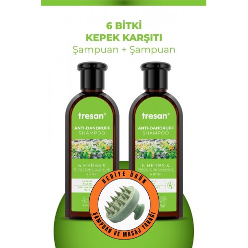 Tresan 6 Bitki Kepek Karşıtı Bakım Şampuanı 300 ML x 2 Adet - PYCOS DUŞ TARAĞI HEDİYELİ