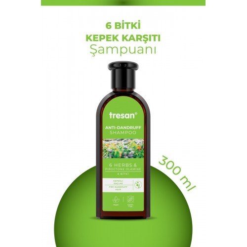 Tresan 6 Bitki Kepek Karşıtı Bakım Şampuanı 300 ML x 2 Adet - PYCOS DUŞ TARAĞI HEDİYELİ