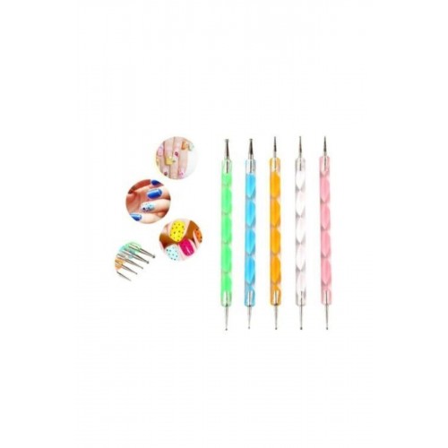 Art Tırnak Süsleme Desen Seti Dot Kalem - ( 5 Adet Set ) - Tırnak Boyama - Nail Art