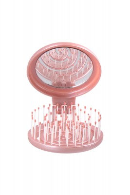 PROCO Beauty Makaron METALİK - Üç Boyutlu 3D Esnek Aynalı Çanta Boy Saç Fırçası - Compact Detangler