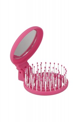 PROCO Beauty Makaron Saç Fırçası-Üç Boyutlu 3D Esnek Aynalı Çanta Boy Saç Fırçası-Compact Detangler