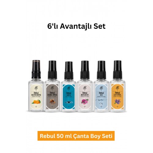 Rebul Dark + Bouquet + Aqua + Ice + Mandarine+ lavanda Kolonya 50 Ml