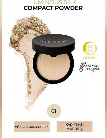 NOTE Luminous Silk Compact Powder Mat Bitişli Toz Pudra - 01 Beige