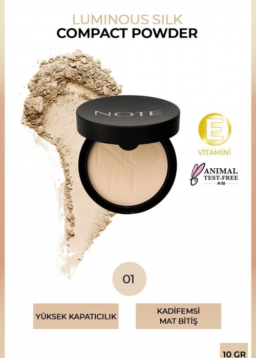 NOTE Luminous Silk Compact Powder Mat Bitişli Toz Pudra - 01 Beige