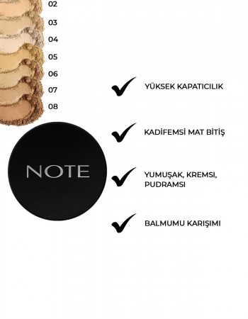 NOTE Luminous Silk Compact Powder Mat Bitişli Toz Pudra - 01 Beige