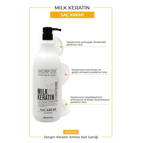 Morfose Milk Therapy Keratin Saç Bakım Kremi 1000 Ml - Saç Dökülmesi Önleyici, Besleyici, Koruyucu Etki