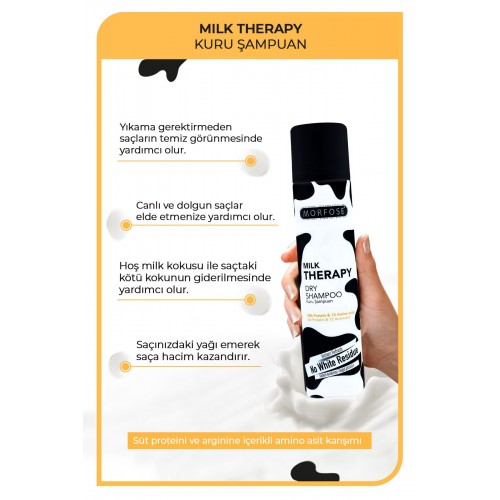 Morfose Milk Therapy Kuru Şampuan 200 ml - Besleyici, Hacim Veren, Temiz Görünüm Sağlayan Güçlü Saç Etkisi