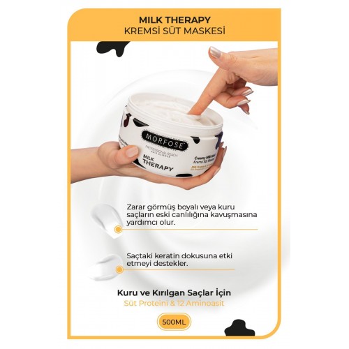 Morfose Milk Therapy Saç Bakım Kremi 500 ml - Besleyici, Koruyucu Etki Morfose Milk Therapy Saç Bakım Kremi 500 ml - Besleyici, Koruyucu Etki