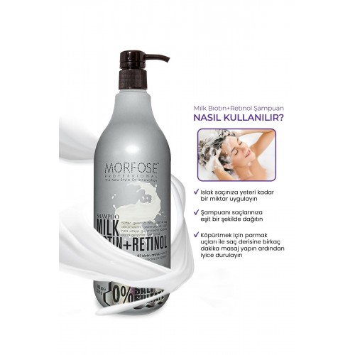 Morfose Sülfatsız Milk Biotin Retinol Içerikli Tuzsuz Şampuan 1000 ml Morfose Sülfatsız Milk Biotin Retinol Içerikli Tuzsuz Şampuan 1000 ml