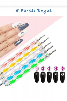 Nail Art Tırnak Süsleme Desen Dot Kalem Seti 5li Nail Art Tırnak Süsleme Desen Dot Kalem Seti 5li