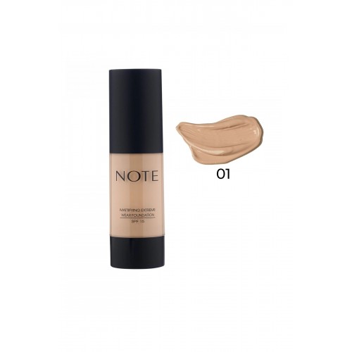 NOTE Mattifying Extreme Wear Mat Bitişli Spf 15 Kapatıcı Fondöten 01 Beige
