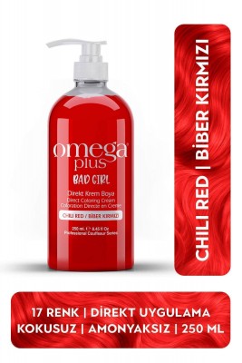 Omega Plus Bad Girl BİBER KIRMIZISI Amonyaksız, Geçici, Su Bazlı, Renkli Saç Boyası 250ML 