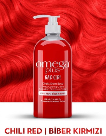 Omega Plus Bad Girl BİBER KIRMIZISI Amonyaksız Renkli Saç Boyası 250ML 