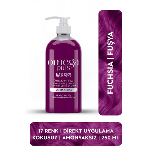Omega Plus Bad Girl FUŞYA Amonyaksız, Geçici, Su Bazlı, Renkli Saç Boyası 250ML 