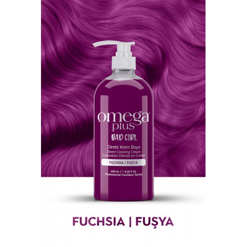 Omega Plus Bad Girl FUŞYA Amonyaksız, Geçici, Su Bazlı, Renkli Saç Boyası 250ML 