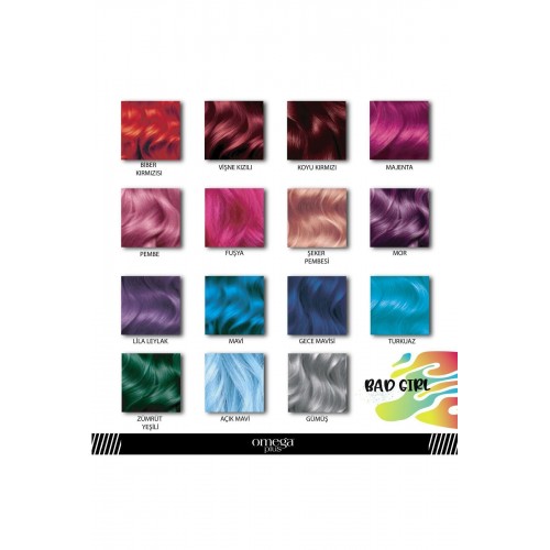 Omega Plus Bad Girl FUŞYA Amonyaksız, Geçici, Su Bazlı, Renkli Saç Boyası 250ML 