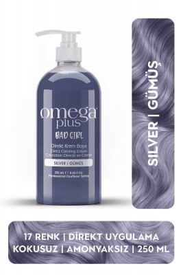 Omega Plus Bad Girl Gümüş-Silver Amonyaksız, Geçici, Su Bazlı, Renkli Saç Boyası 250ML 