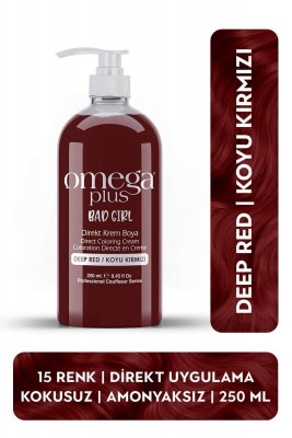 Omega Plus Bad Girl Koyu Kırmızı Amonyaksız, Geçici, Su Bazlı, Renkli Saç Boyası 250ML 