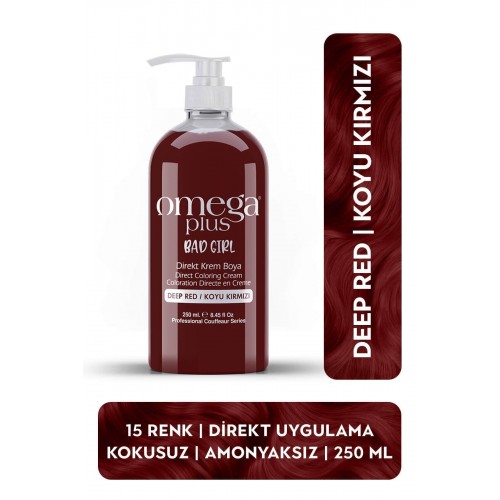 Omega Plus Bad Girl Koyu Kırmızı Amonyaksız, Geçici, Su Bazlı, Renkli Saç Boyası 250ML 