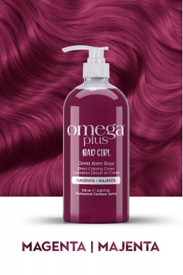 Omega Plus Bad Girl MAJENTA Amonyaksız, Geçici, Su Bazlı, Renkli Saç Boyası 250ML 