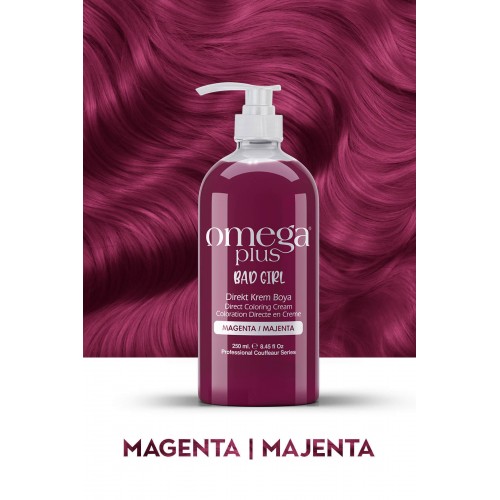 Omega Plus Bad Girl MAJENTA Amonyaksız, Geçici, Su Bazlı, Renkli Saç Boyası 250ML 