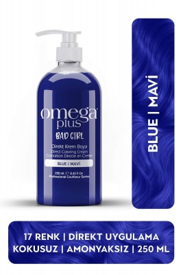 Omega Plus Bad Girl MAVİ Amonyaksız, Geçici, Su Bazlı, Renkli Saç Boyası 250ML 