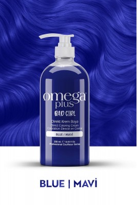 Omega Plus Bad Girl MAVİ Amonyaksız, Geçici, Su Bazlı, Renkli Saç Boyası 250ML 