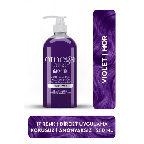 Omega Plus Bad Girl MOR Amonyaksız, Geçici, Su Bazlı, Renkli Saç Boyası 250ML 