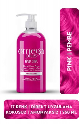 Omega Plus Bad Girl PEMBE Amonyaksız, Geçici, Su Bazlı, Renkli Saç Boyası 250ML 