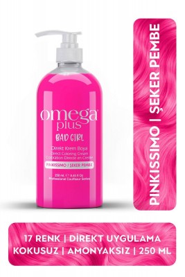 Omega Plus Bad Girl ŞEKER PEMBESİ Amonyaksız, Geçici, Su Bazlı, Renkli Saç Boyası 250ML 
