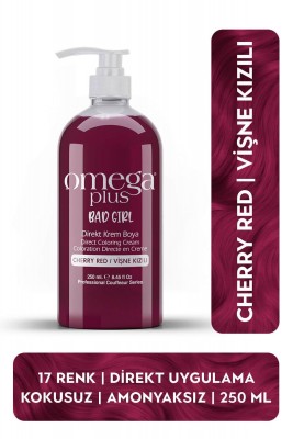 Omega Plus Bad Girl Vişne Kızılı Amonyaksız, Geçici, Su Bazlı, Renkli Saç Boyası 250ML 