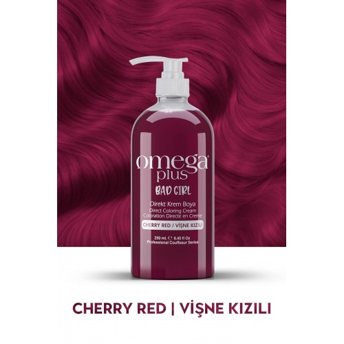 Omega Plus Bad Girl Vişne Kızılı Amonyaksız, Geçici, Su Bazlı, Renkli Saç Boyası 250ML 