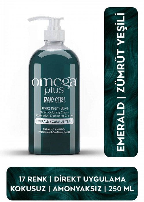 Omega Plus Bad Girl ZÜMRÜT YEŞİLİ Amonyaksız Renkli Saç Boyası 250ML