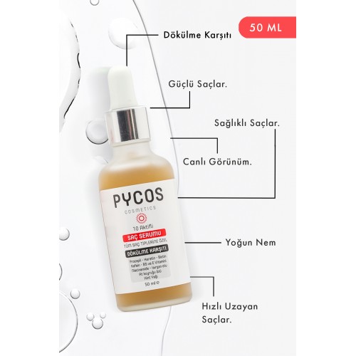 PYCOS 10 Aktifli Yıpranmış Ve Dökülen Saçlara Özel Onarıcı - Güçlendirici Saç Bakım Serumu 50ml PYCOS 10 Aktifli Yıpranmış Ve Dökülen Saçlara Özel Onarıcı - Güçlendirici Saç Bakım Serumu 50ml