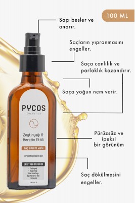 PYCOS COSMETICS Zeytinyağı-Keratin-Argan Yağı Etkenli Besleyici ve Onarıcı Saç Bakım Kompleksi 100 ML PYCOS COSMETICS Zeytinyağı-Keratin-Argan Yağı Etkenli Besleyici ve Onarıcı Saç Bakım Kompleksi 100 ML