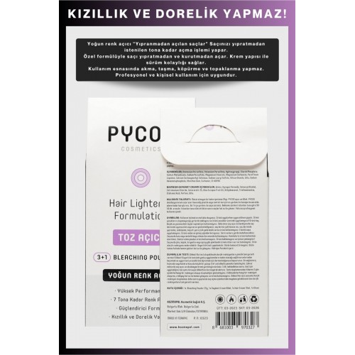 PYCOS Saç Açıcı,renk Açıcı,toz, Açıcı, Oksidan Saç Rengi Açma Seti, Toz Oryal 1 Adet PYCOS Saç Açıcı,renk Açıcı,toz, Açıcı, Oksidan Saç Rengi Açma Seti, Toz Oryal 1 Adet