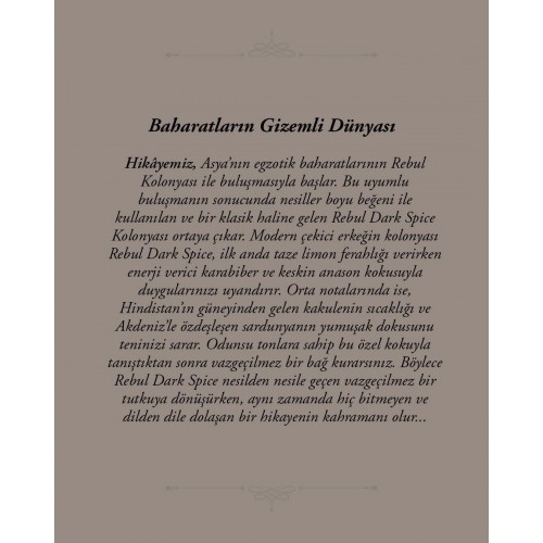 Rebul Dark Spice EDC Kolonya 250 ml Cam Şişe