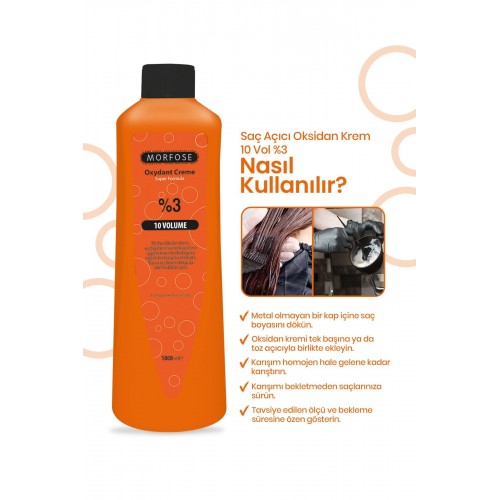 Morfose Saç Açıcı Oksidan Krem 10 Vol %3 1000 ml