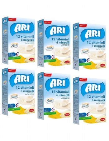 ARI Mama 12 Vitaminli 6 Mineralli Sütlü Pirinç Unu 200 Gr 6 Adet