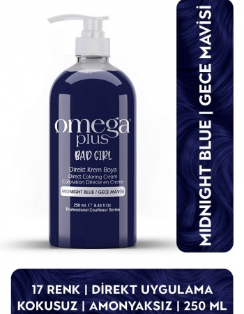 Omega Plus Bad Girl GECE MAVİSİ Amonyaksız Renkli Saç Boyası 250ML