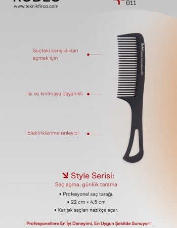 011 TARAK Açma Tarağı - Saçtaki karışıklıkları açmak için - Isı ve Kırılmaya Dayanıklı